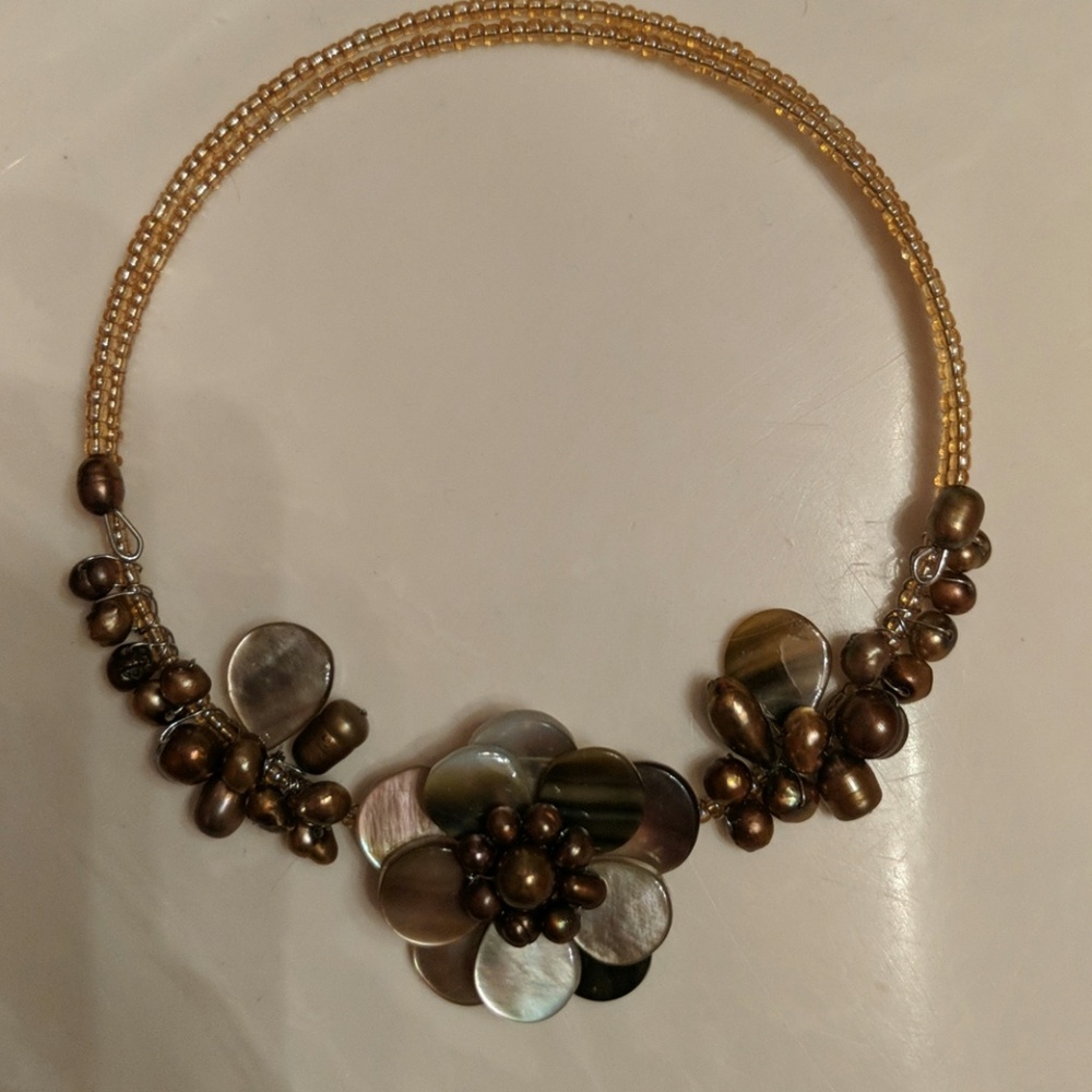 🌿Brown beaded choker